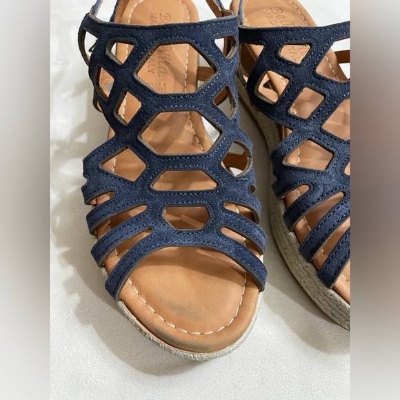 Bella Vita Zip-Italy Espadrille Women’s Suede Flatform Sandals Navy Size 6.5 - Picture 3 of 12